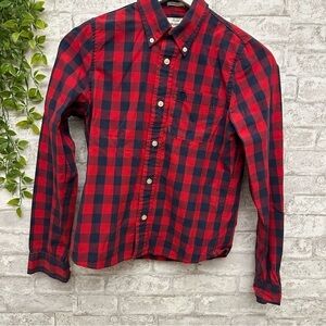 ABERCROMBIE kid’s muscle button down checkered‎ size XL red and blue